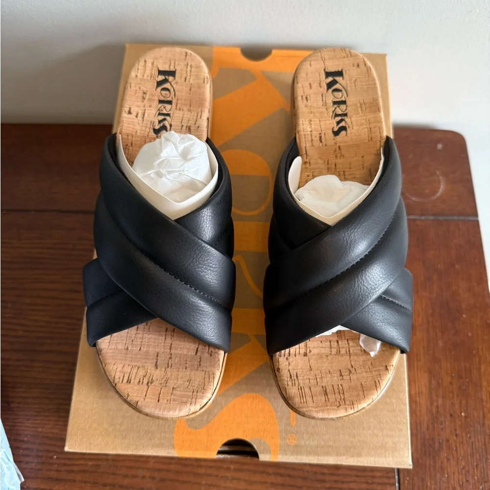 Korks Faithe Platform Slides sandals black‎ NEW 7